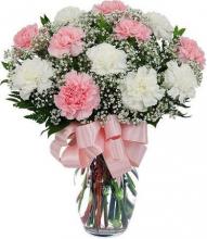 Pink and White carnations vase Pink and White carnations vase