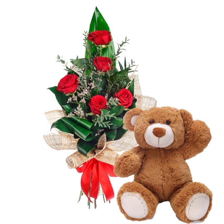 5 Red Roses With Teddy product374