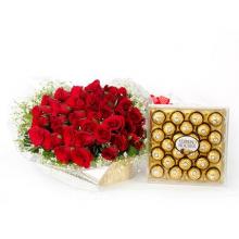 24 Red Roses Bouquet with 24pcs of Ferrero Rocher Chocolates 24 Red Roses Bouquet with 24pcs of Ferrero Rocher Chocolates